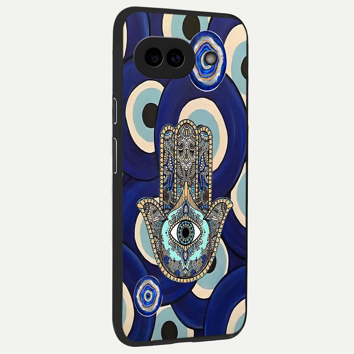  Hamsa Divine Guard back cover For Google Pixel 9A slim fit glass case with vibrant aesthetic design