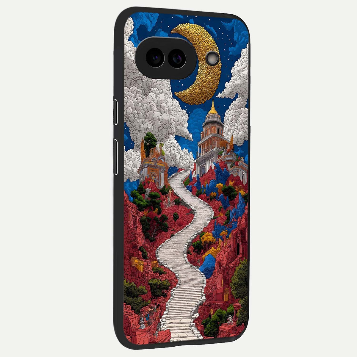  Heavenly Moon Path back cover For Google Pixel 9A slim fit glass case with vibrant aesthetic design