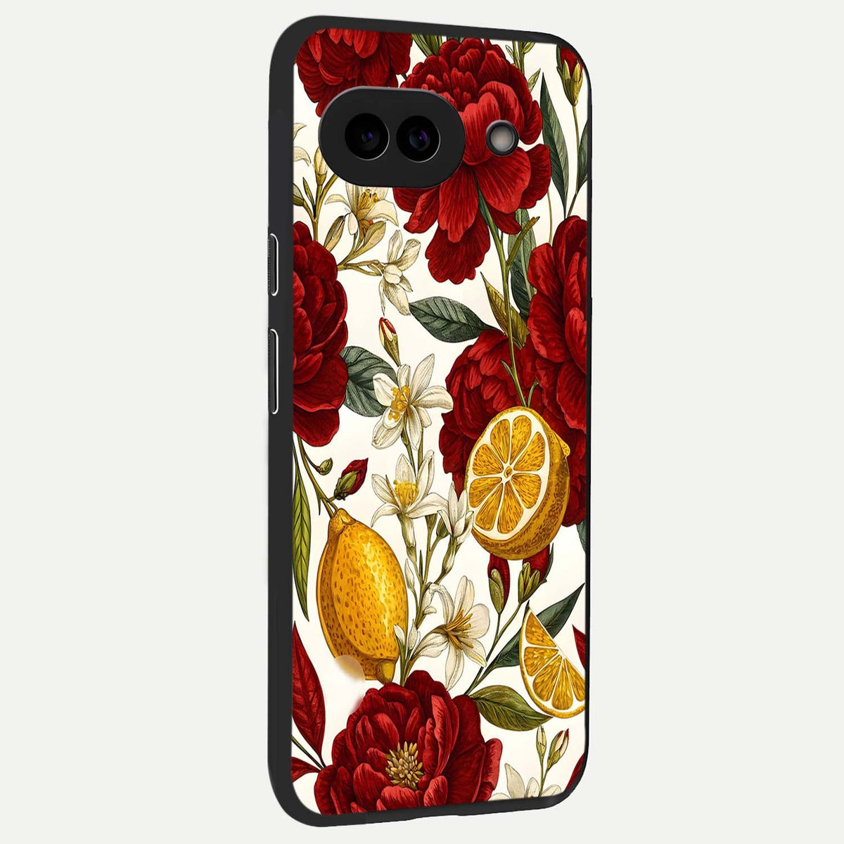  Lemon Rose Charm back cover For Google Pixel 9A slim fit glass case with vibrant aesthetic design