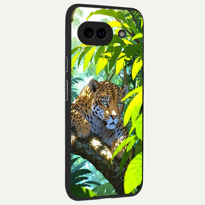  Leopard in Jungle back cover For Google Pixel 9A slim fit glass case with vibrant aesthetic design