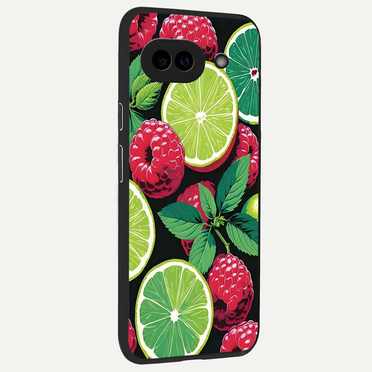  Lime and Raspberry Pattern back cover For Google Pixel 9A slim fit glass case with vibrant aesthetic design
