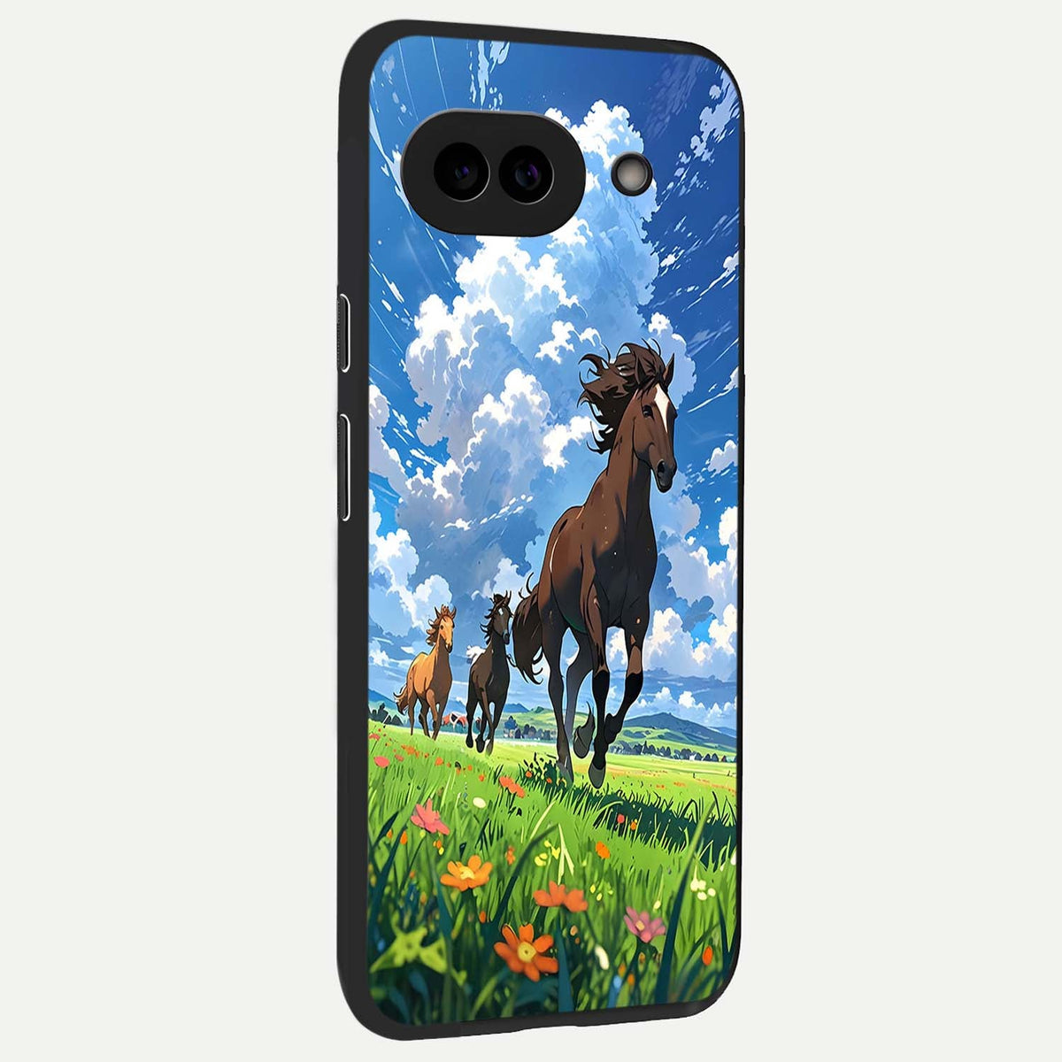  Majestic Horses Galloping back cover For Google Pixel 9A slim fit glass case with vibrant aesthetic design