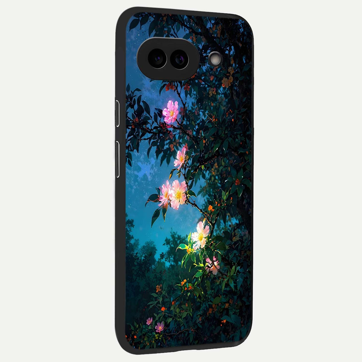  Midnight Bloom Glow back cover For Google Pixel 9A slim fit glass case with vibrant aesthetic design