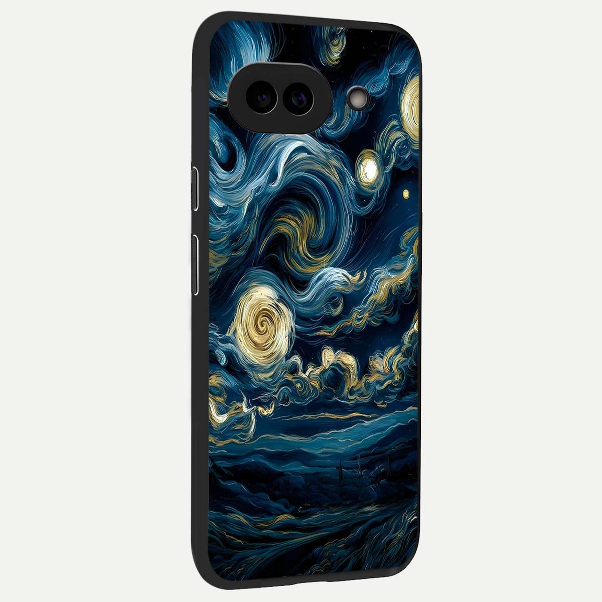  Midnight Sky Whirl back cover For Google Pixel 9A slim fit glass case with vibrant aesthetic design
