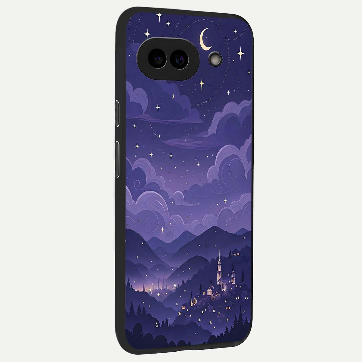  Minimal Night View back cover For Google Pixel 9A slim fit glass case with vibrant aesthetic design