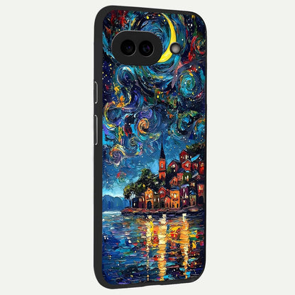  Moonlight Harbor Glow back cover For Google Pixel 9A slim fit glass case with vibrant aesthetic design