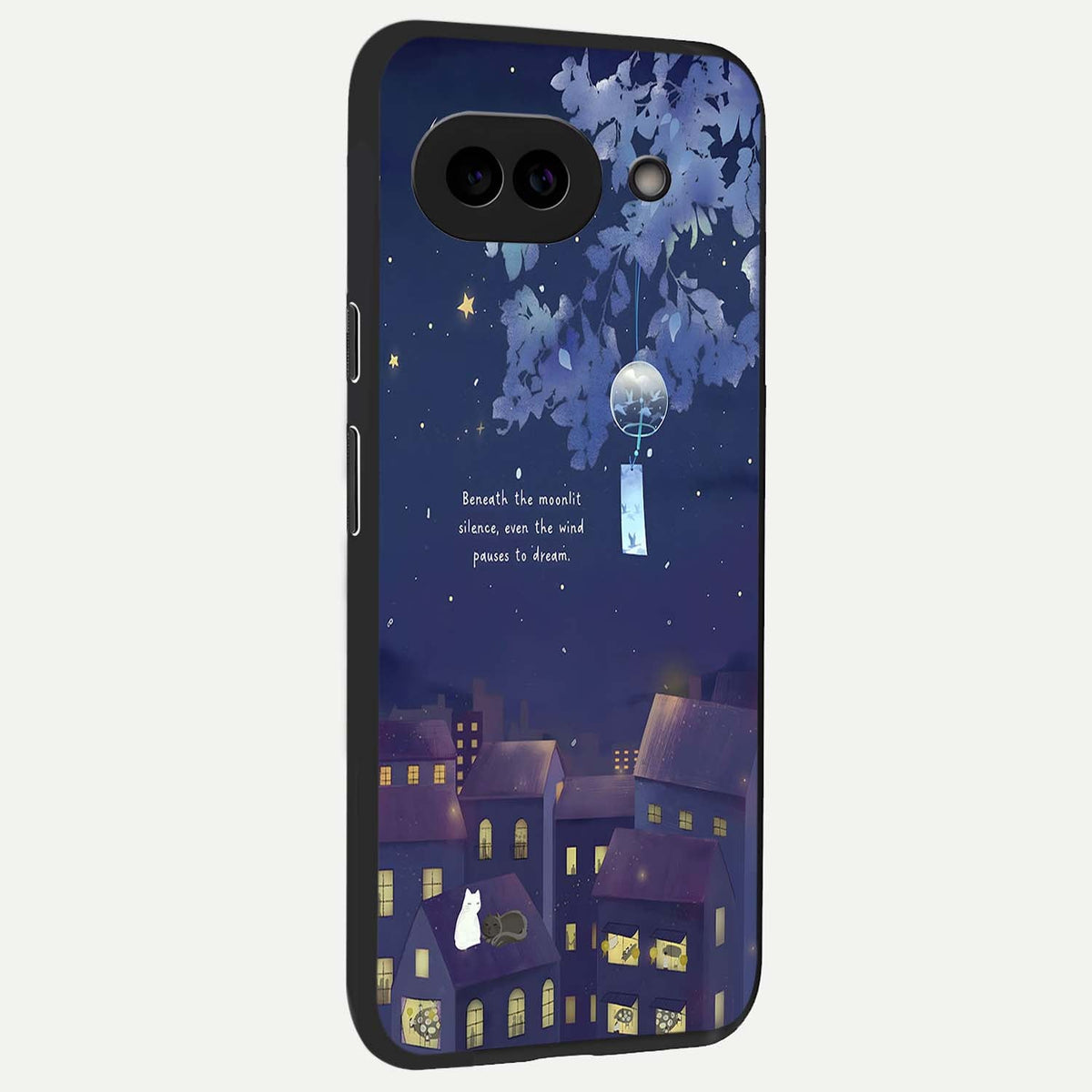  Moonlit Cat Silence back cover For Google Pixel 9A slim fit glass case with vibrant aesthetic design