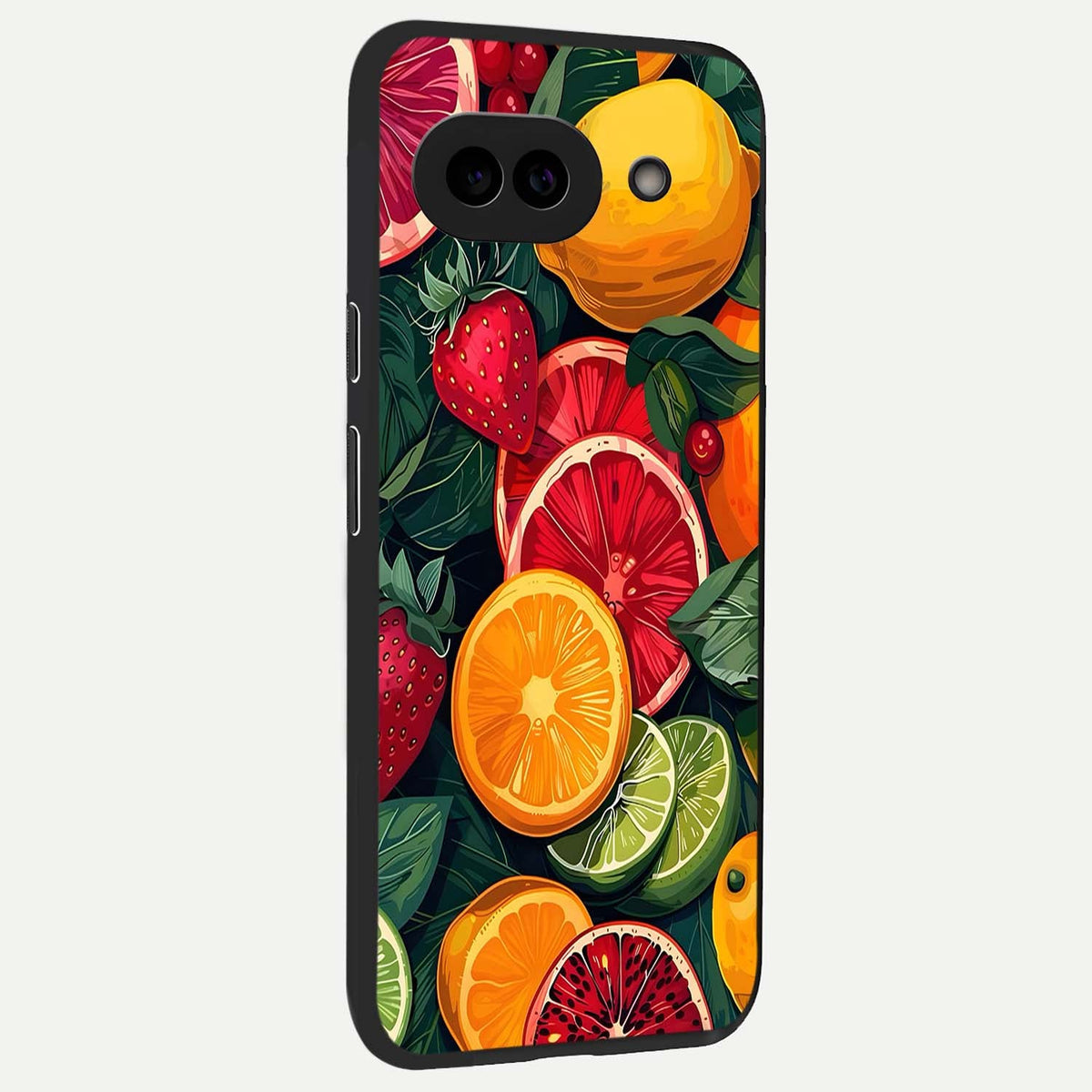  Multiple Fruits back cover For Google Pixel 9A slim fit glass case with vibrant aesthetic design
