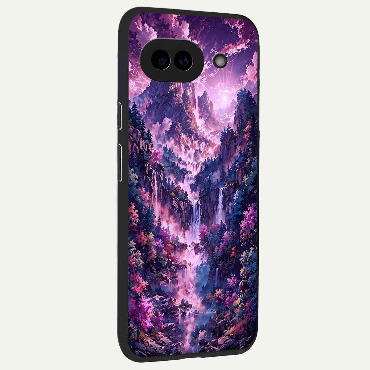  Mystic Cascade Peaks back cover For Google Pixel 9A slim fit glass case with vibrant aesthetic design