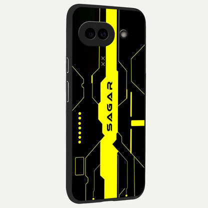  Neon CYBERPUNK Custom Name back cover For Google Pixel 9A slim fit glass case with vibrant aesthetic design