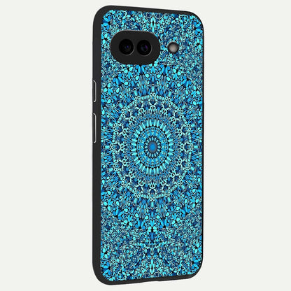  Ocean Bloom Mandala back cover For Google Pixel 9A slim fit glass case with vibrant aesthetic design