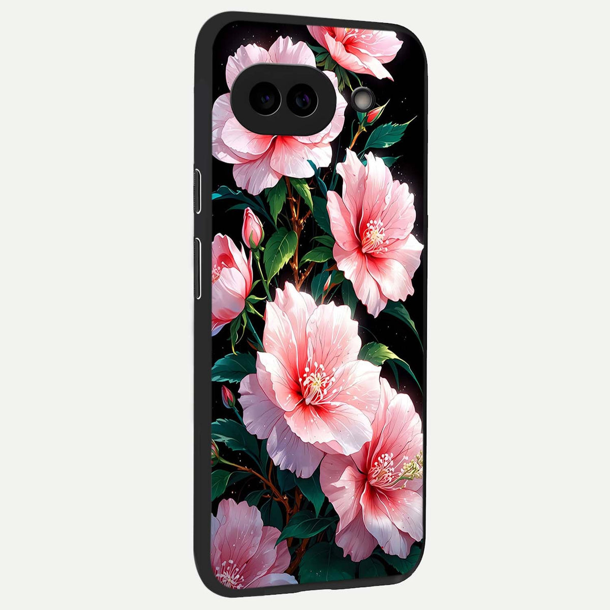  Peach Flower back cover For Google Pixel 9A slim fit glass case with vibrant aesthetic design