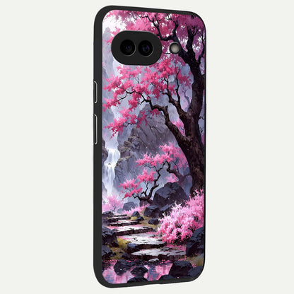  Pink Sunflower Glow back cover For Google Pixel 9A slim fit glass case with vibrant aesthetic design