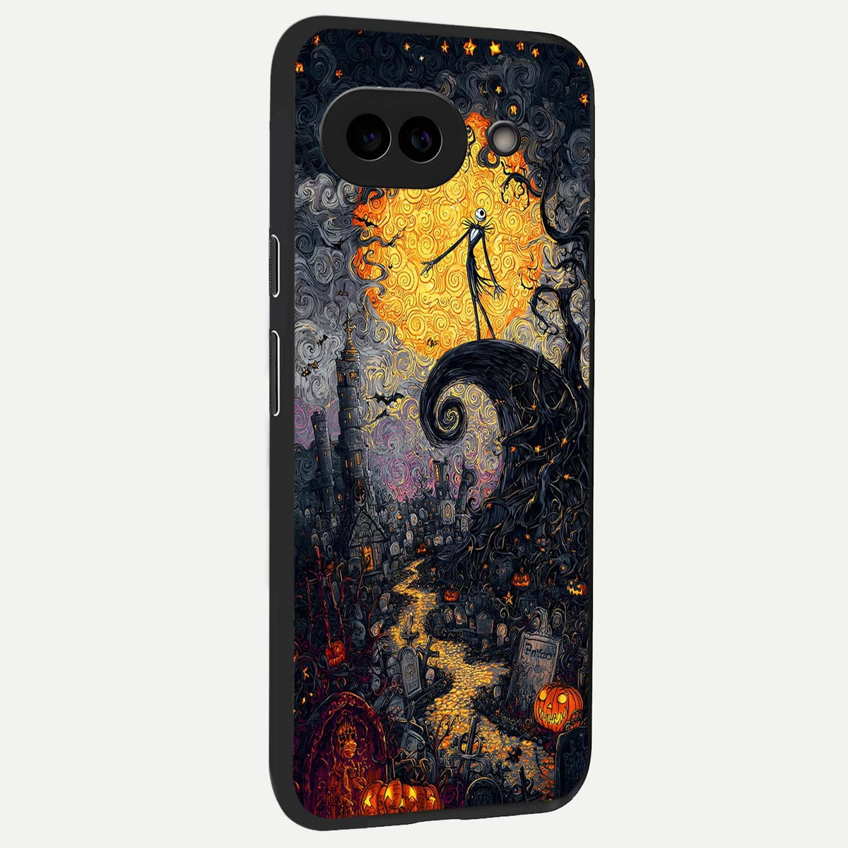  Pumpkin Moon Night back cover For Google Pixel 9A slim fit glass case with vibrant aesthetic design