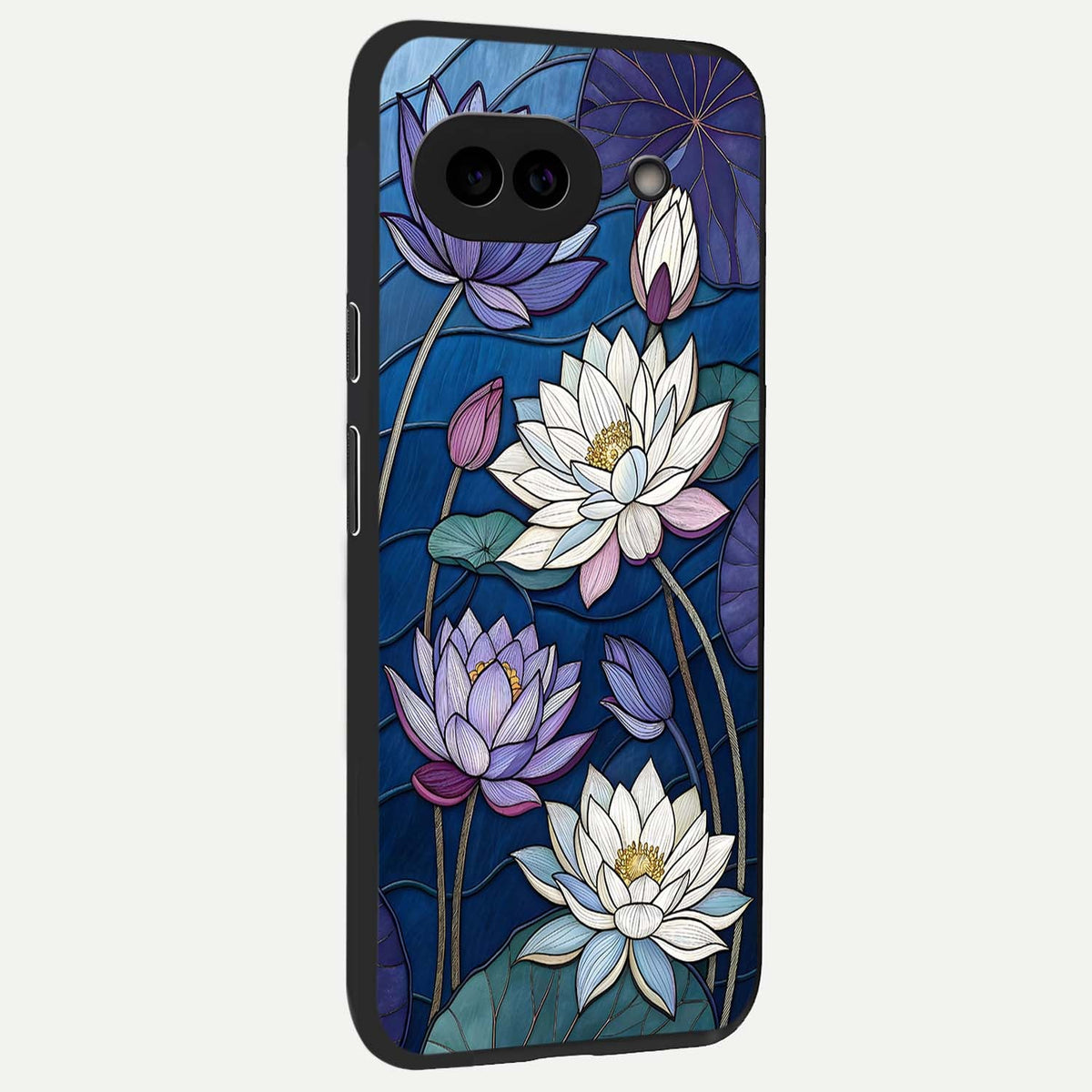  Purple Lotus Stained back cover For Google Pixel 9A slim fit glass case with vibrant aesthetic design