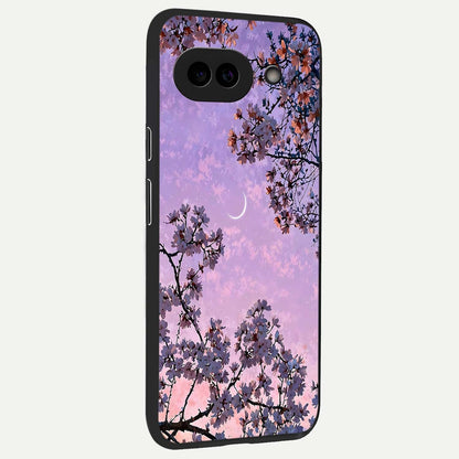  Purple Serenity Moon back cover For Google Pixel 9A slim fit glass case with vibrant aesthetic design