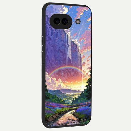  Rainbow Valley Dream back cover For Google Pixel 9A slim fit glass case with vibrant aesthetic design
