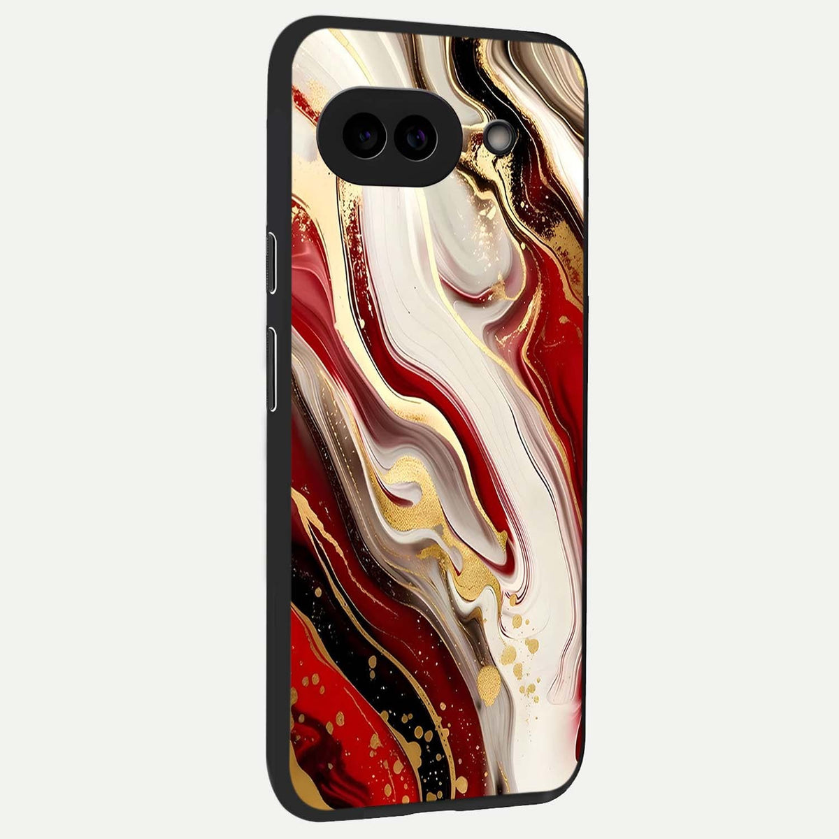  Red And White Marble back cover For Google Pixel 9A slim fit glass case with vibrant aesthetic design