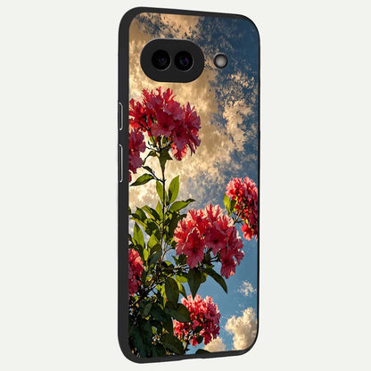  Red Bloom Skies back cover For Google Pixel 9A slim fit glass case with vibrant aesthetic design