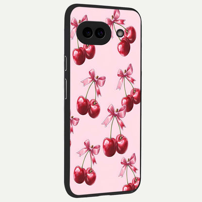  Red Cherries Pattern back cover For Google Pixel 9A slim fit glass case with vibrant aesthetic design