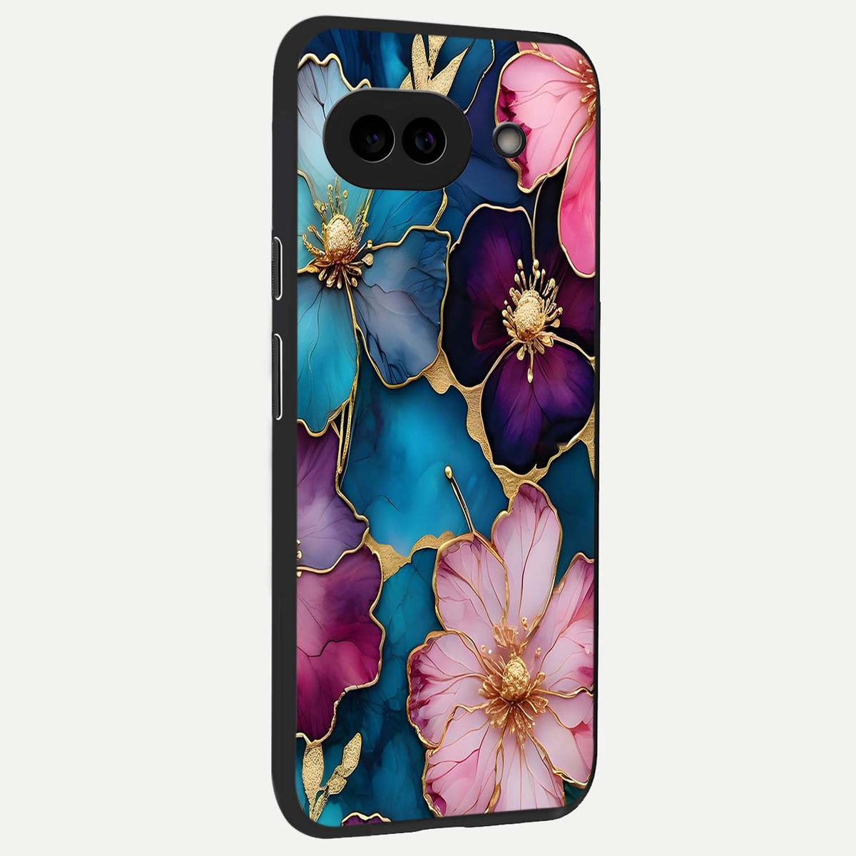  Sparkle Floral back cover For Google Pixel 9A slim fit glass case with vibrant aesthetic design