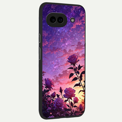  Starlit Rose Twilight back cover For Google Pixel 9A slim fit glass case with vibrant aesthetic design