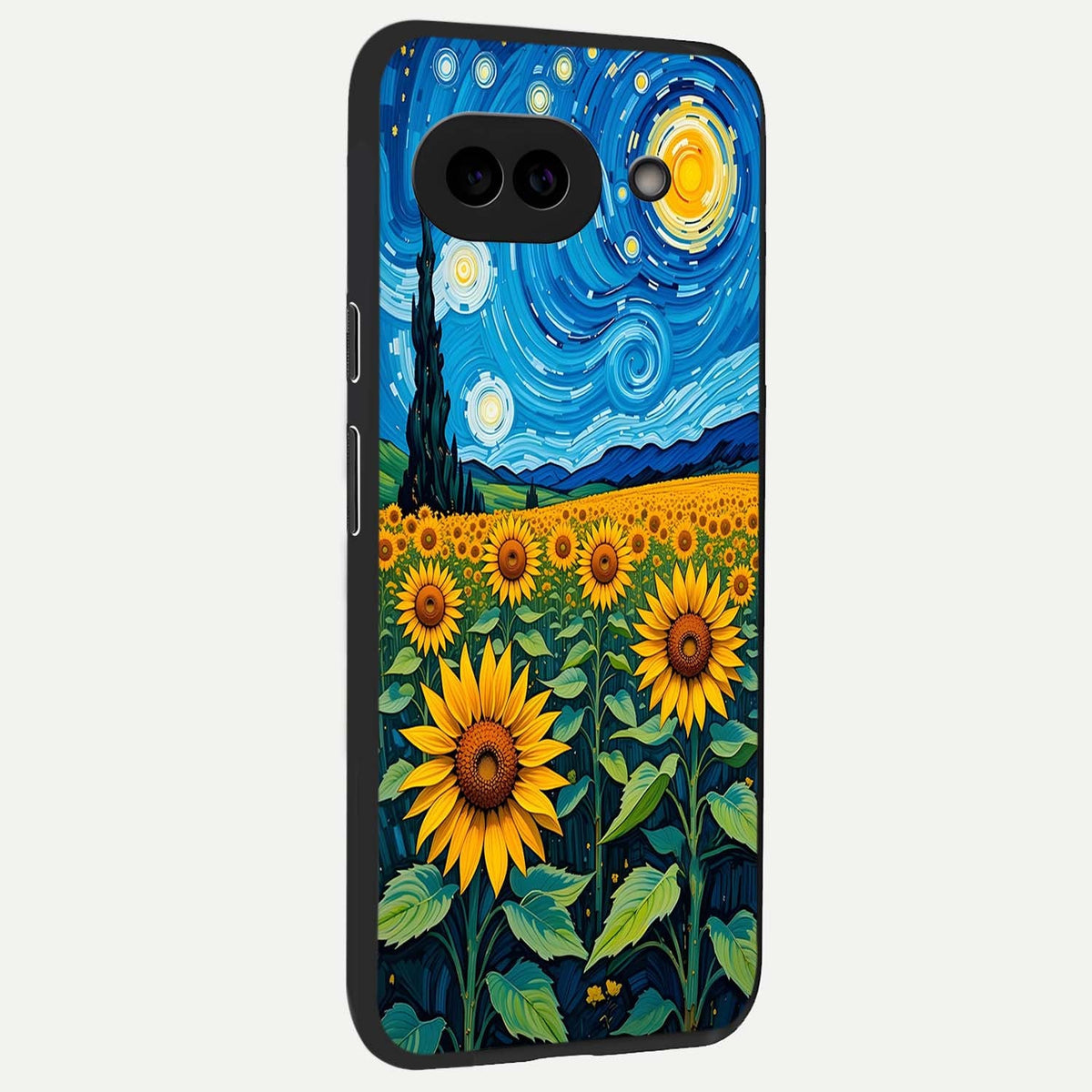  Starry Sunflower Dreams back cover For Google Pixel 9A slim fit glass case with vibrant aesthetic design
