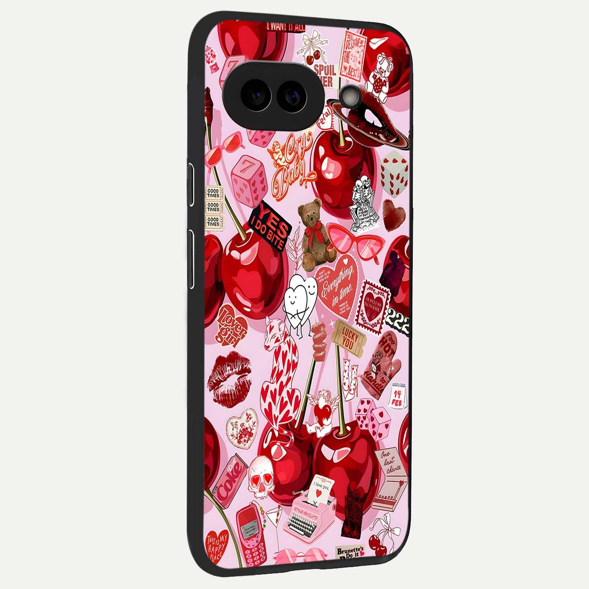  Sweet Cherry Chaos back cover For Google Pixel 9A slim fit glass case with vibrant aesthetic design