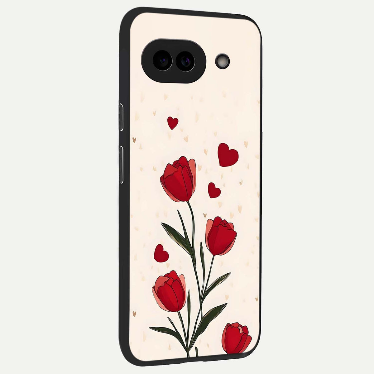  Tulip With Heart back cover For Google Pixel 9A slim fit glass case with vibrant aesthetic design