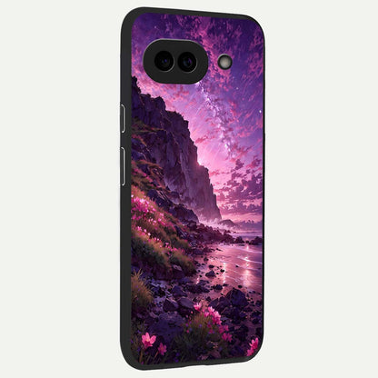  Twilight Blossom Coast back cover For Google Pixel 9A slim fit glass case with vibrant aesthetic design