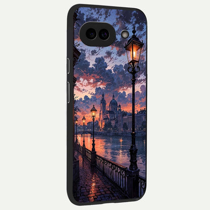  Twilight River Lights back cover For Google Pixel 9A slim fit glass case with vibrant aesthetic design