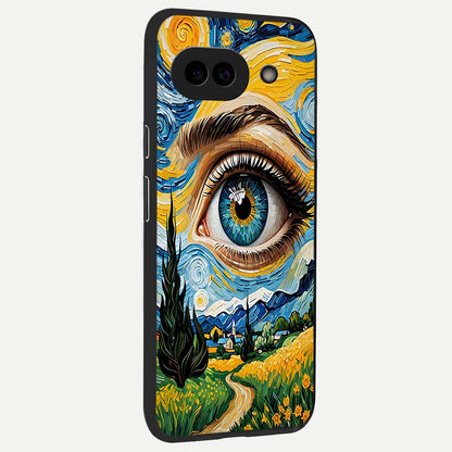  Van Gogh Eye back cover For Google Pixel 9A slim fit glass case with vibrant aesthetic design