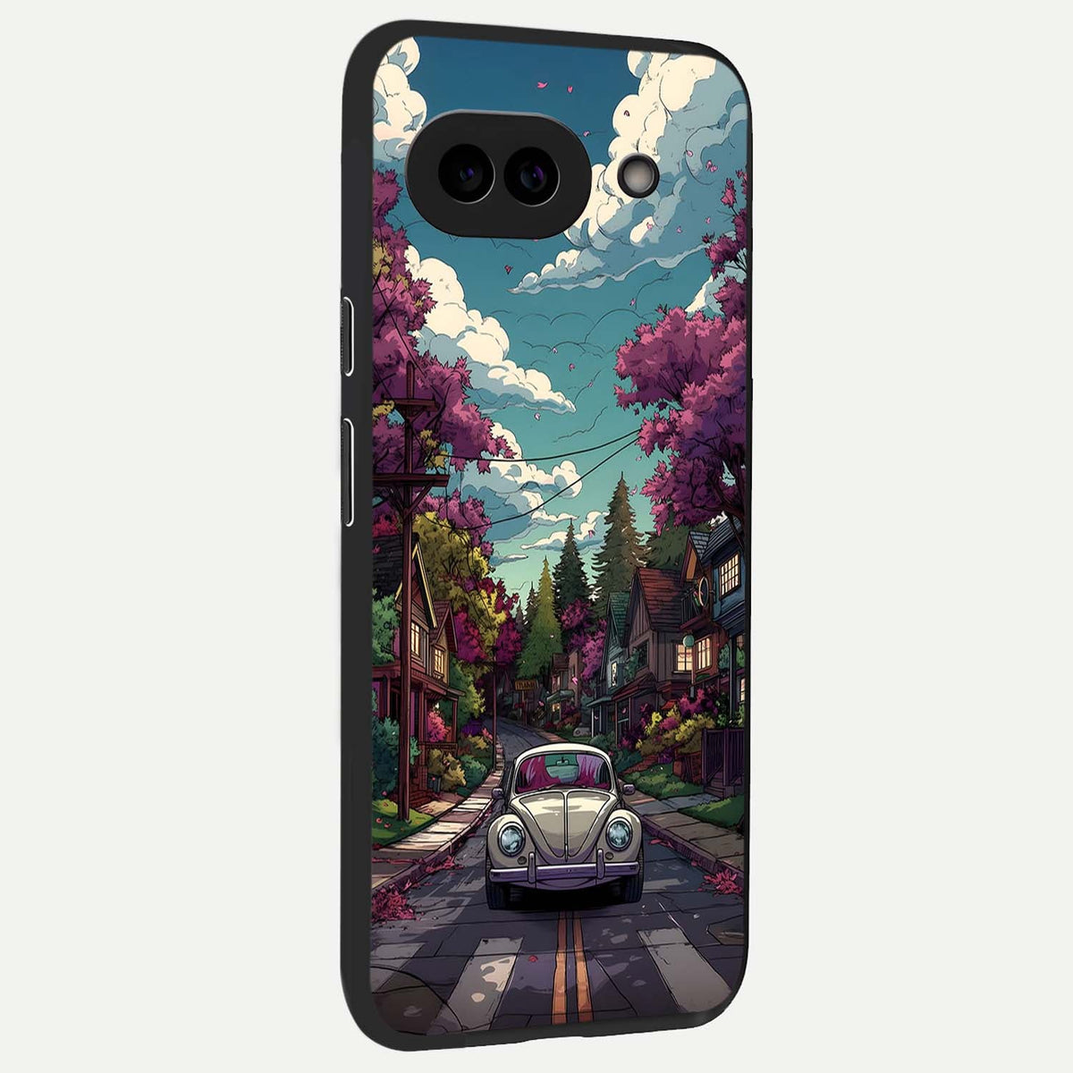  Vintage Street Drive back cover For Google Pixel 9A slim fit glass case with vibrant aesthetic design