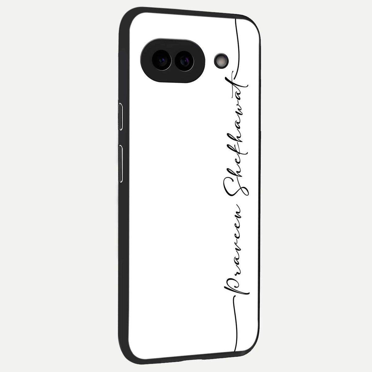  White Tune Custom Name back cover For Google Pixel 9A slim fit personalized glass case with aesthetic design