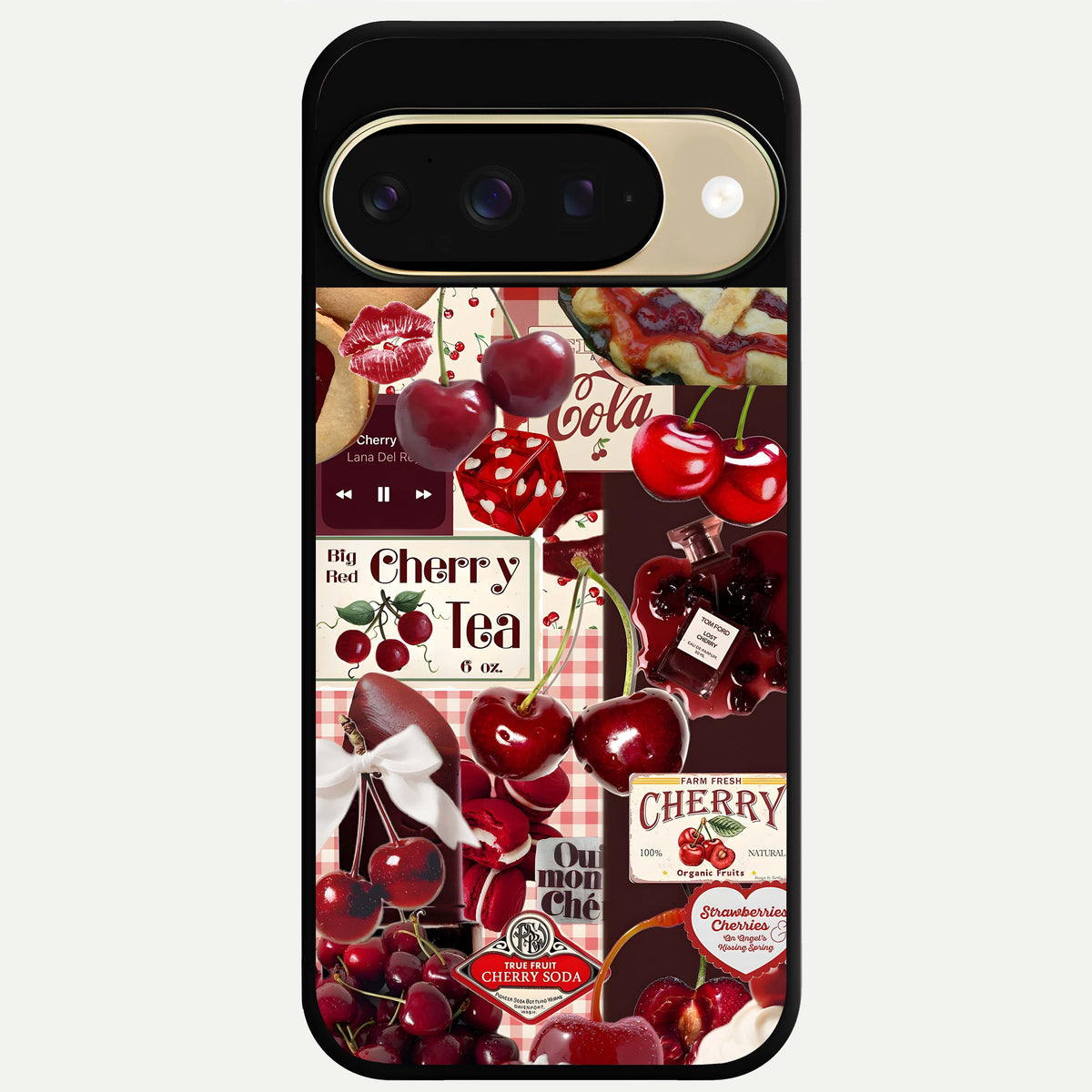  Aesthetic Cherry Tea Glass Case For Google Pixel 9 back cover – full design glossy printed glass finish