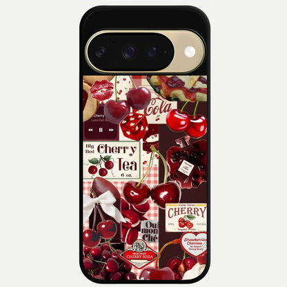  Aesthetic Cherry Tea Glass Case For Google Pixel 9 back cover – full design glossy printed glass finish