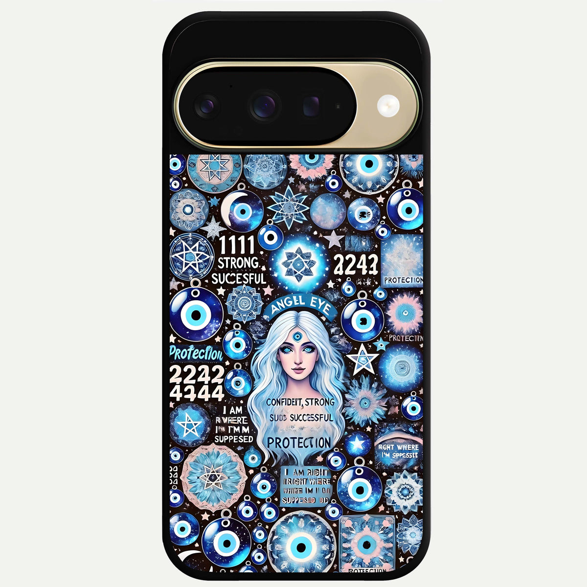  Angel Aura Shield Glass Case For Google Pixel 9 back cover – full design glossy printed glass finish