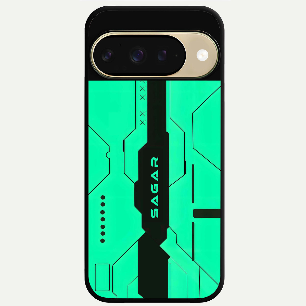  Aqua Tech CYBERPUNK Custom Name Glass Case For Google Pixel 9 back cover – full design glossy printed glass finish