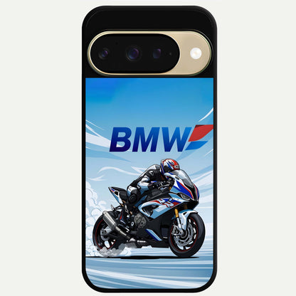  BMW Power Drift Glass Case For Google Pixel 9 back cover – full design glossy printed glass finish