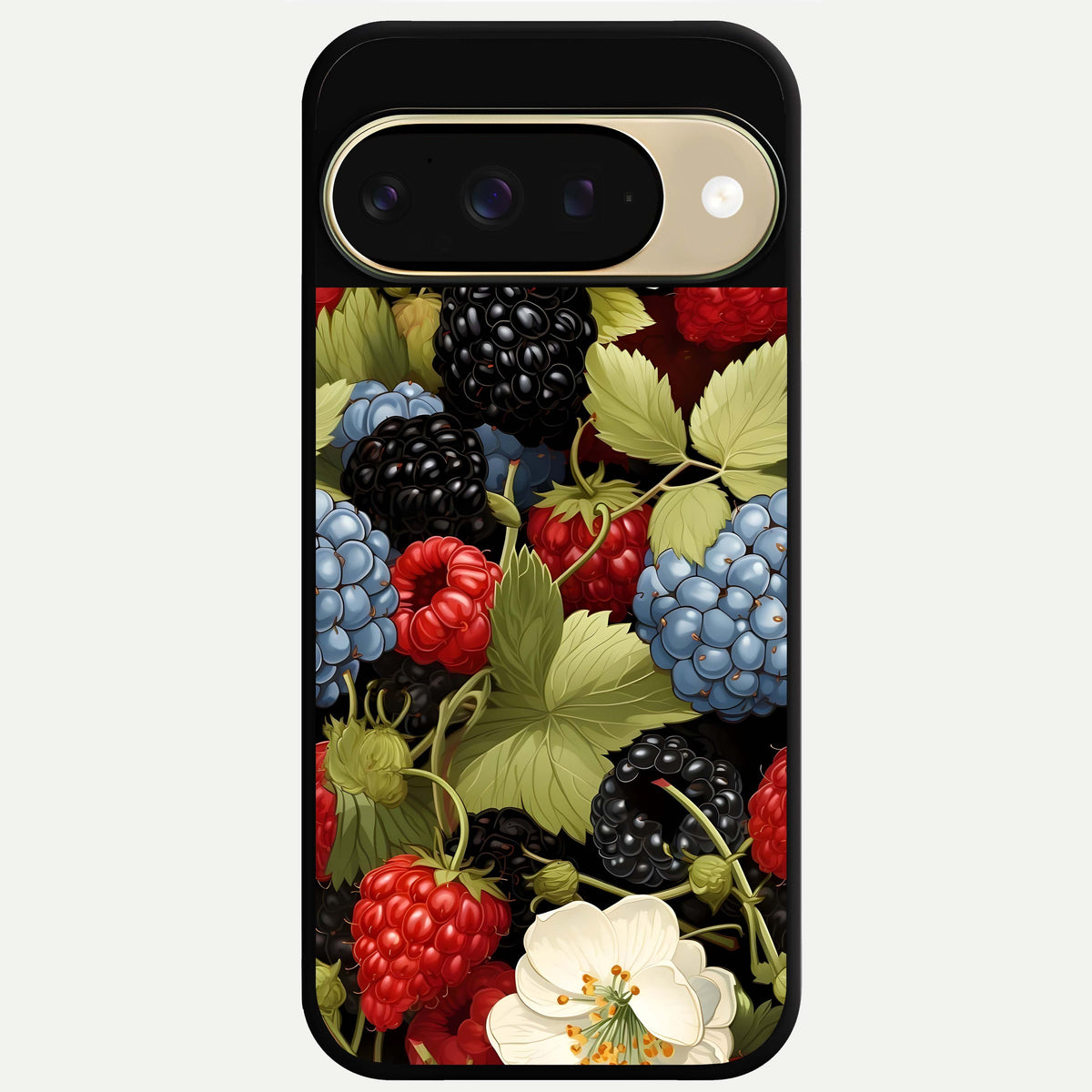  Berry Bloom Charm Glass Case For Google Pixel 9 back cover – full design glossy printed glass finish
