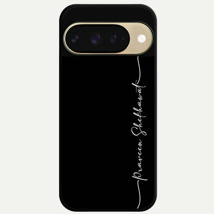  Black Tune Custom Name Glass Case For Google Pixel 9 back cover – full design glossy printed glass finish