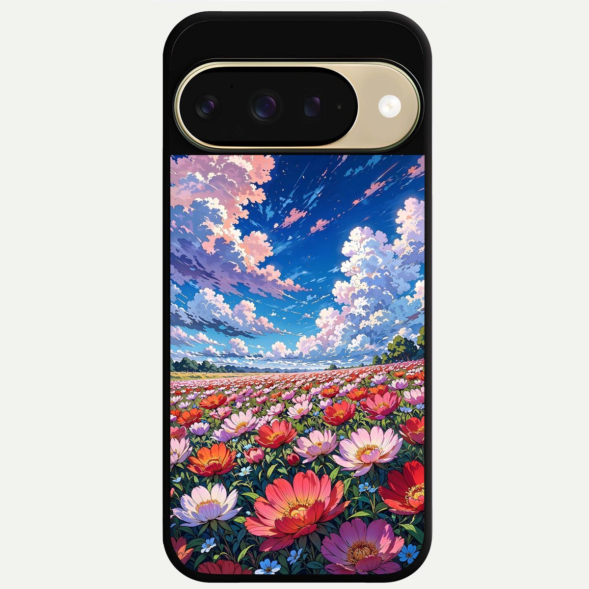  Blossom Sky Field Glass Case For Google Pixel 9 back cover – full design glossy printed glass finish