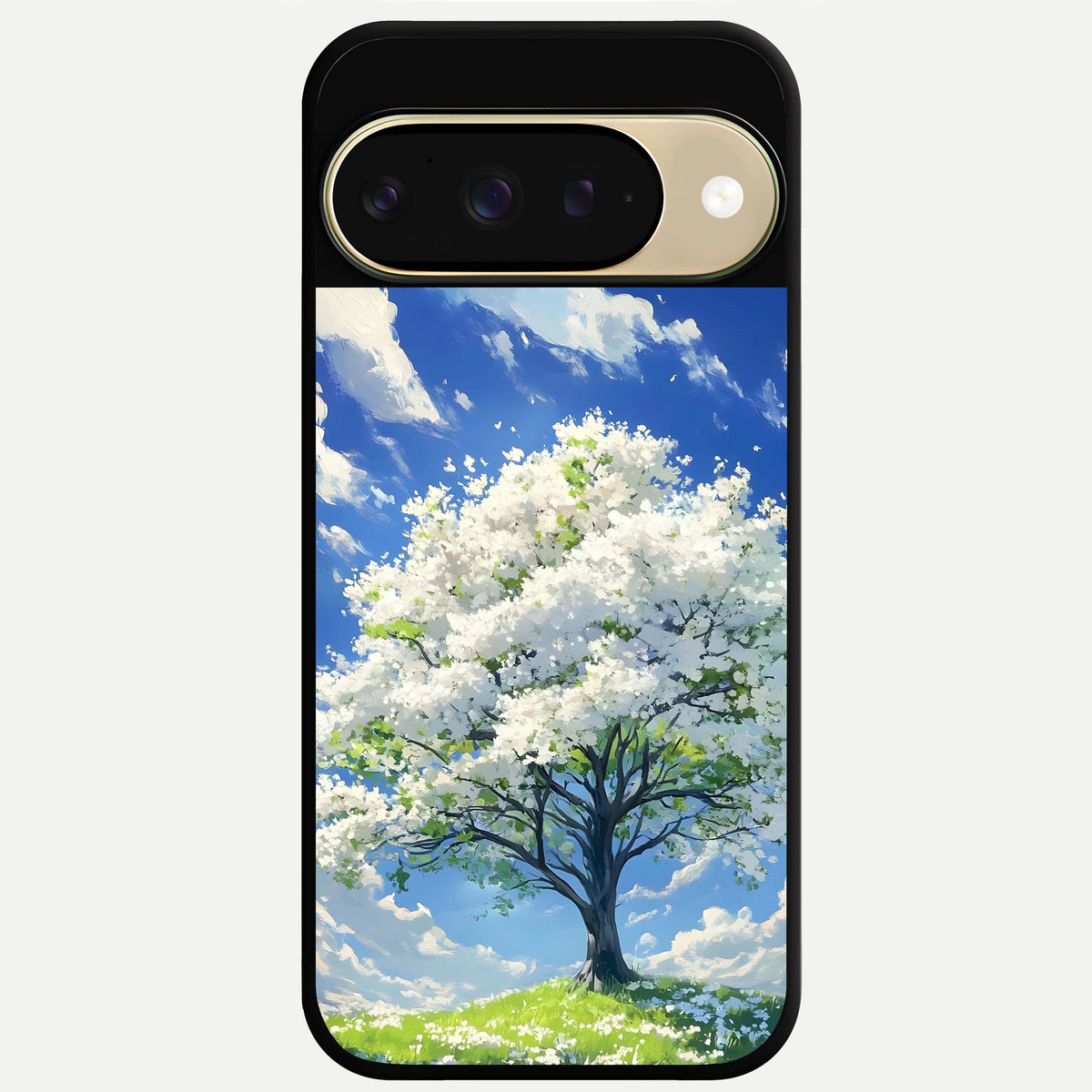  Blossom Sky Serenity Glass Case For Google Pixel 9 back cover – full design glossy printed glass finish