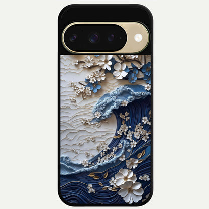  Blossom Wave Art Glass Case For Google Pixel 9 back cover – full design glossy printed glass finish