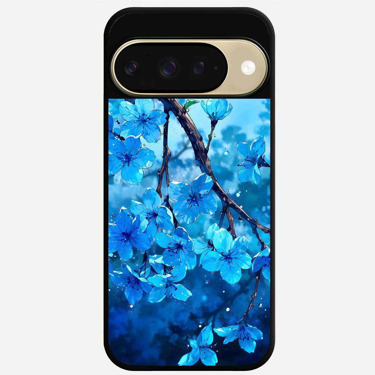  Blue Blossoms Branch Glass Case For Google Pixel 9 back cover – full design glossy printed glass finish