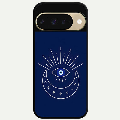 Blue Evil Eye Glass Case For Google Pixel 9 back cover – full design glossy printed glass finish