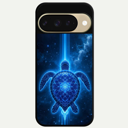  Blue Galaxy Turtle Glass Case For Google Pixel 9 back cover – full design glossy printed glass finish
