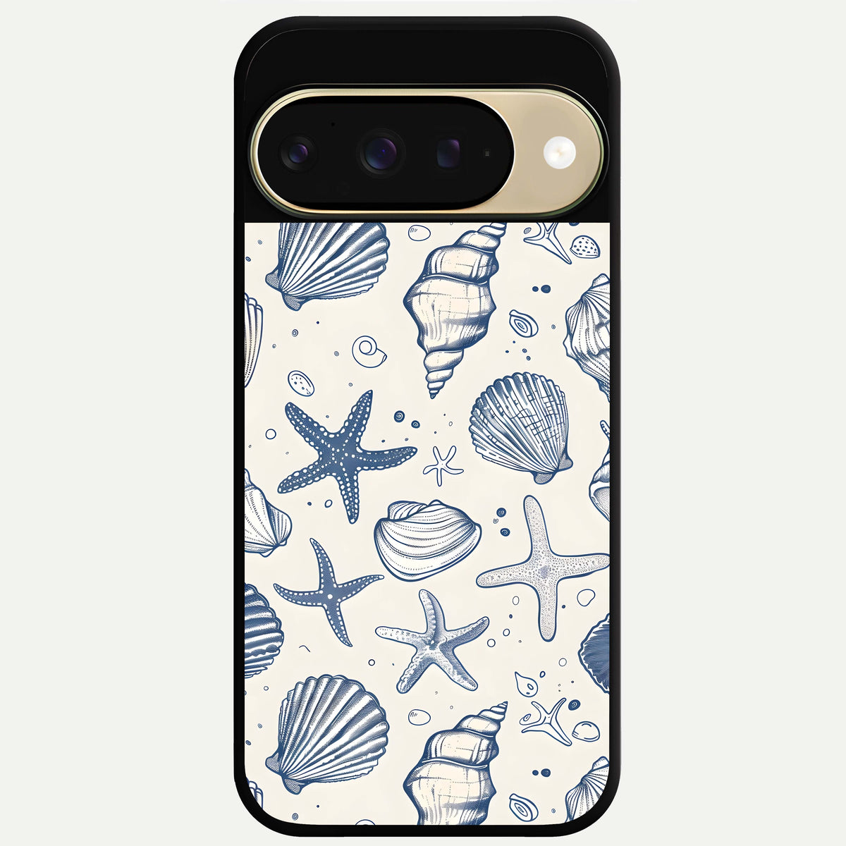  Blue Ocean Outline Glass Case For Google Pixel 9 back cover – full design glossy printed glass finish