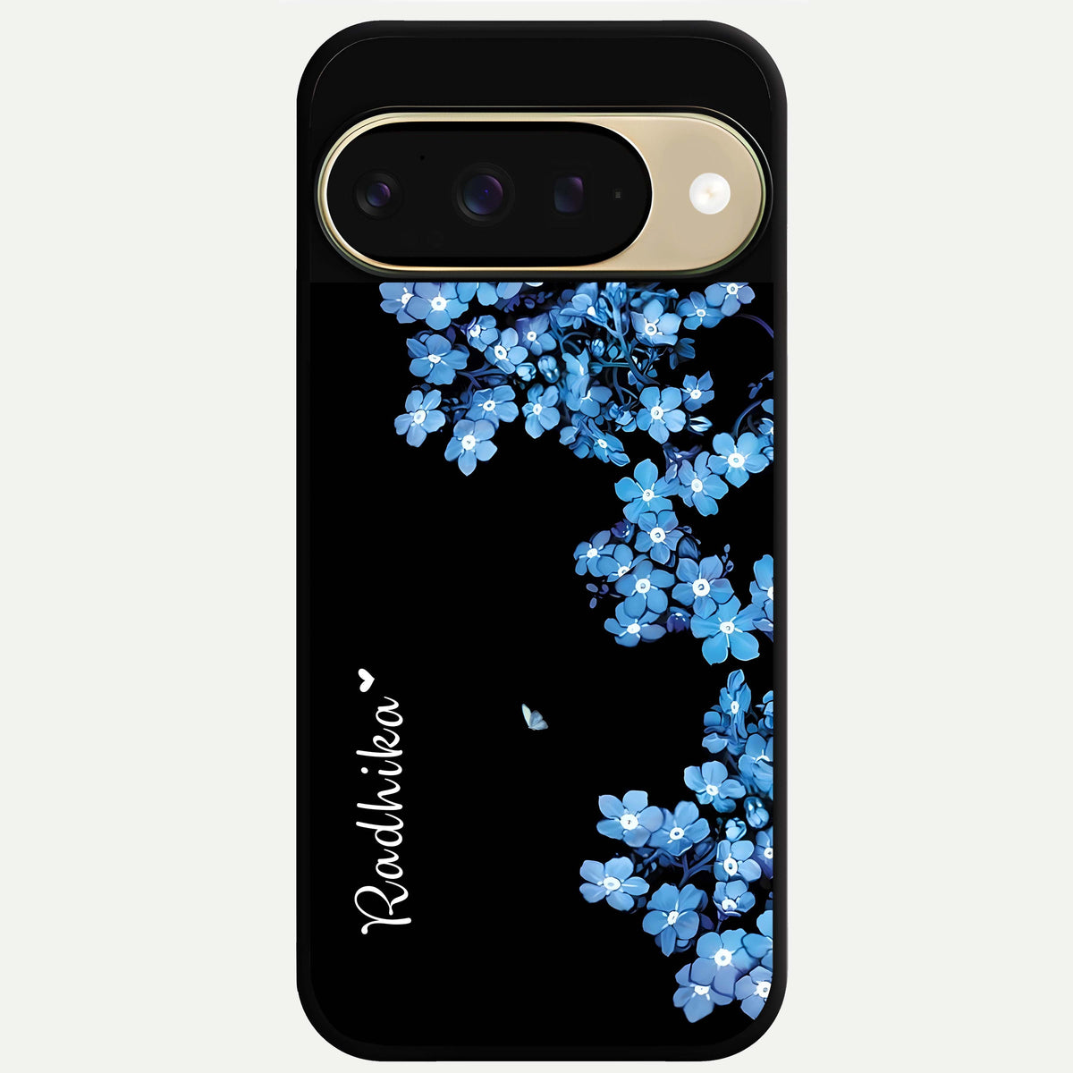  Blue Petal Dream Custom Name Glass Case For Google Pixel 9 back cover – full design glossy printed glass finish