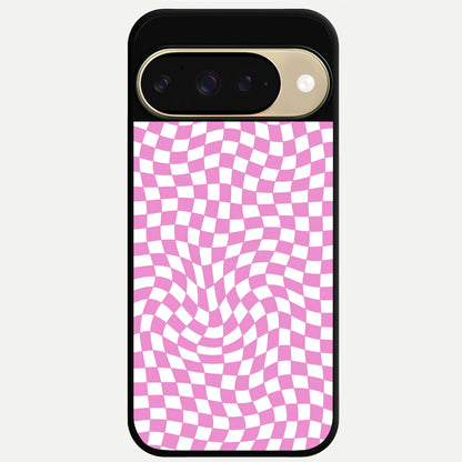  Bubblegum Check Wave Glass Case For Google Pixel 9 back cover – full design glossy printed glass finish